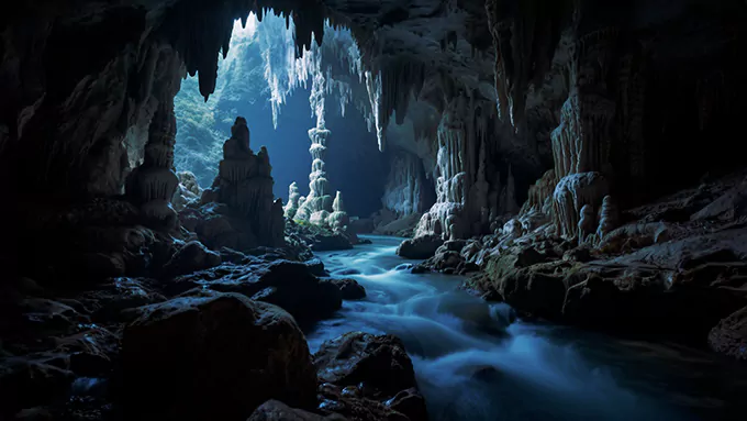 10 Horas Río Subterráneo en Cueva | Ruido Blanco Natural | Sonidos de Agua Subterránea | Sueño/Meditación/Relajación